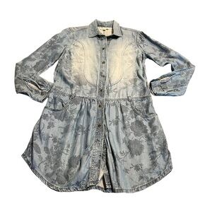 American Eagle Women’s Denim Print Western Rodeo Drop Waist Mini Dress Size S